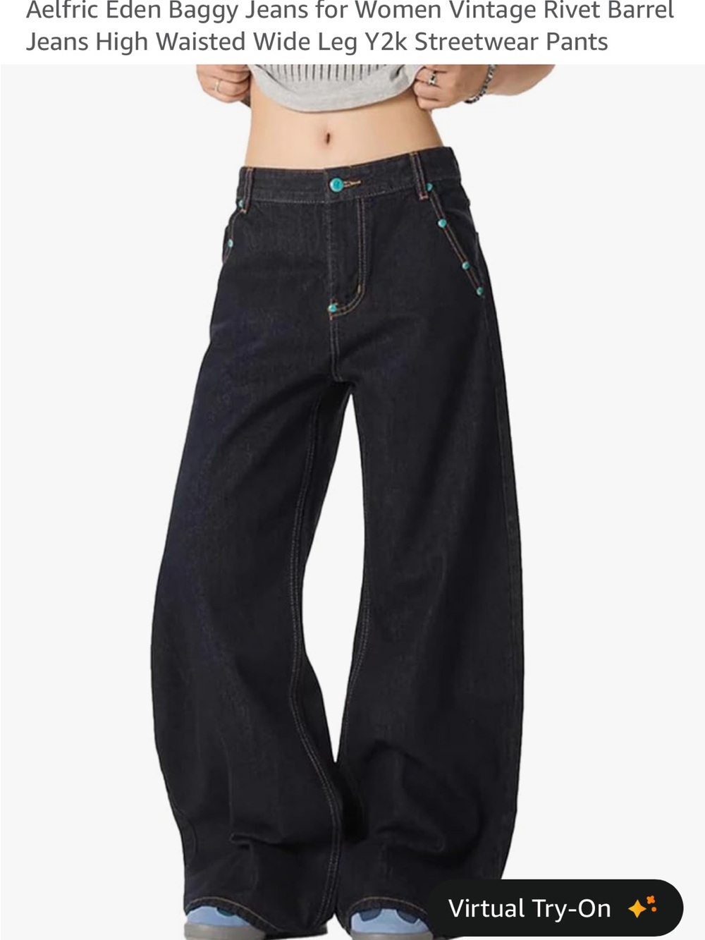 Aelfric Eden  Baggy Jeans with Turquoise Rivets 32